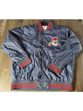 Baseballism Baseball Jacket Men’s XXL Navy Blue Red Quilted Snap Front Bomber